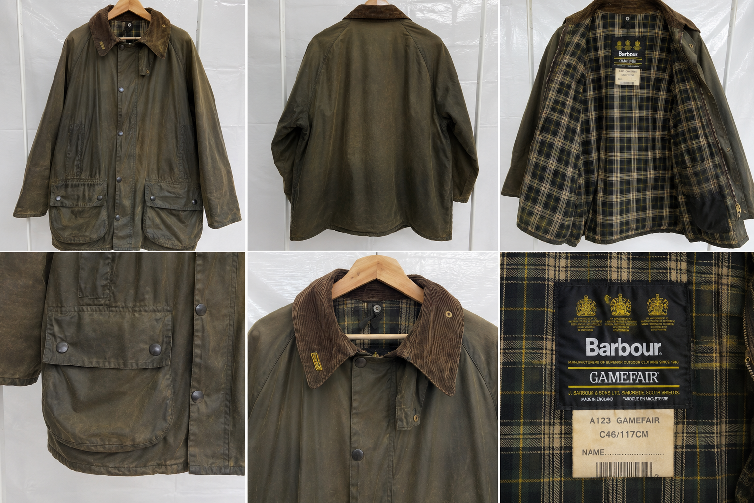 Barbour Gamefair – Giacca Cerata Vintage Taglia C46/117cm